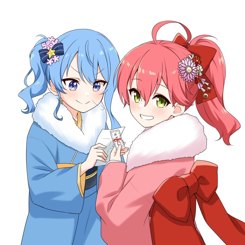 hoshimachi suisei and sakura miko (hololive) drawn by felutiahime