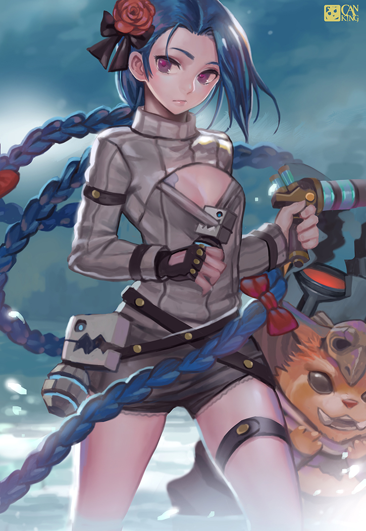 jinx and gnar (league of legends) drawn by canking
