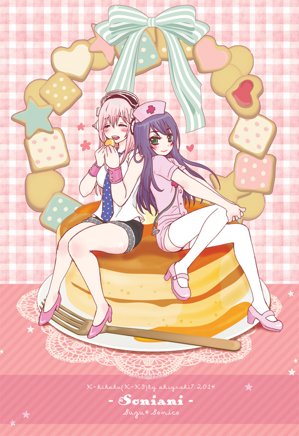 super sonico and fujimi suzu (nitroplus and 1 more) drawn by akiyoshi7