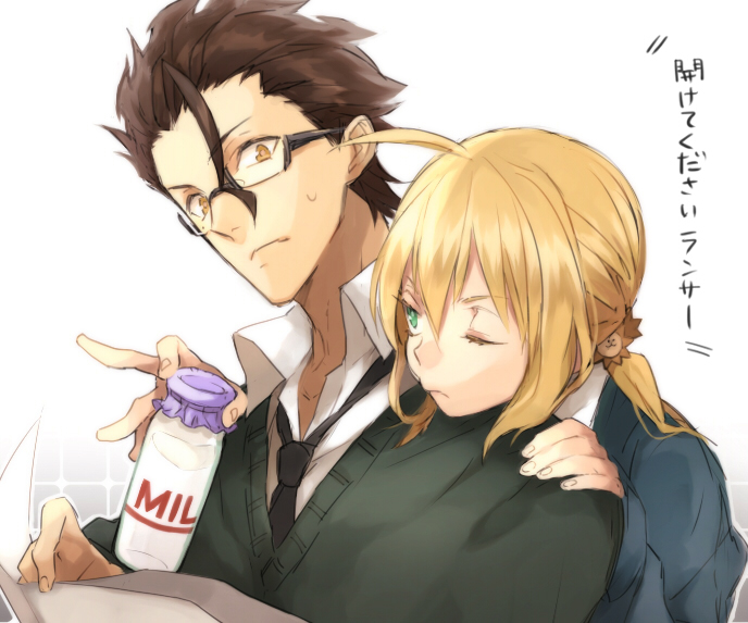 artoria pendragon, saber, and diarmuid ua duibhne (fate and 1 more) drawn by nakahara_(mu_tation)