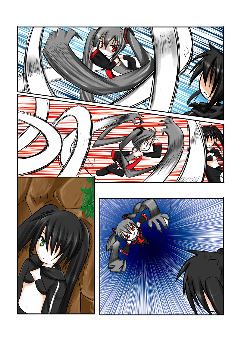 black rock shooter and zatsune miku (vocaloid and 1 more) drawn by catstudioinc_(punepuni)