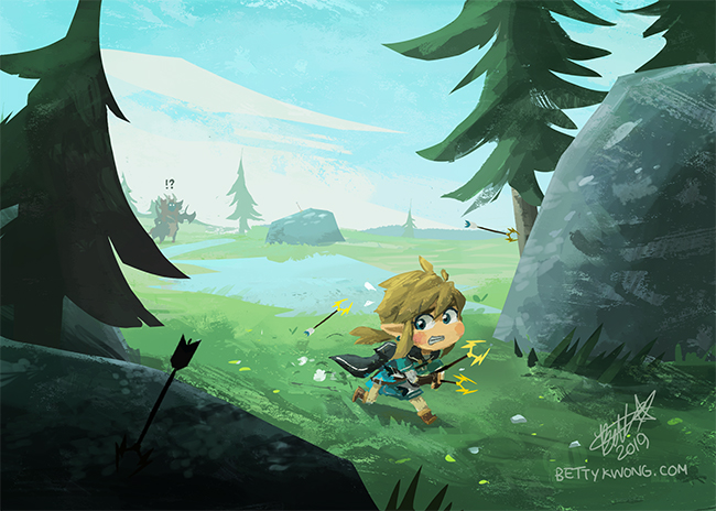 link and lynel (the legend of zelda and 1 more) drawn by bettykwong