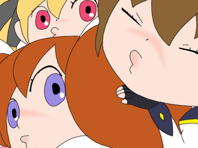 fate testarossa, takamachi nanoha, and yagami hayate (lyrical nanoha and 2 more) drawn by 3gs and negative_(artist)