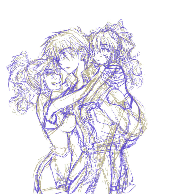 excellen browning, alfimi, and kyousuke nanbu (super robot wars and 1 more) drawn by w774_(ponkotu125)