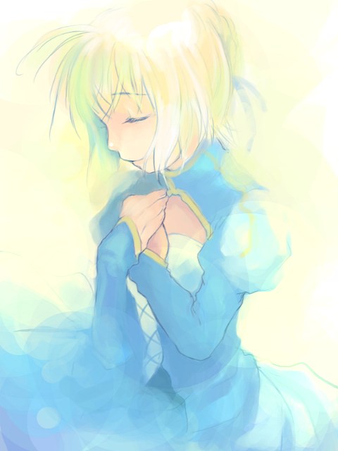 artoria pendragon and saber (fate and 1 more) drawn by ame_yamori