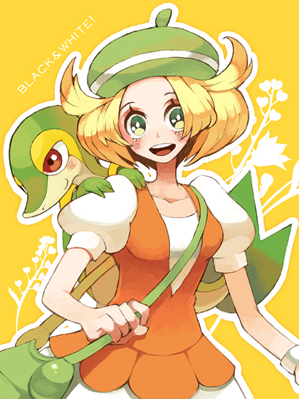 snivy and bianca (pokemon and 1 more) drawn by strawberrybit