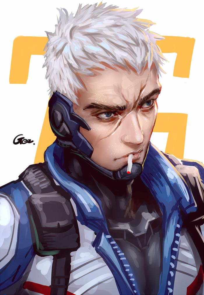 soldier: 76 (overwatch and 1 more) drawn by greenteaa
