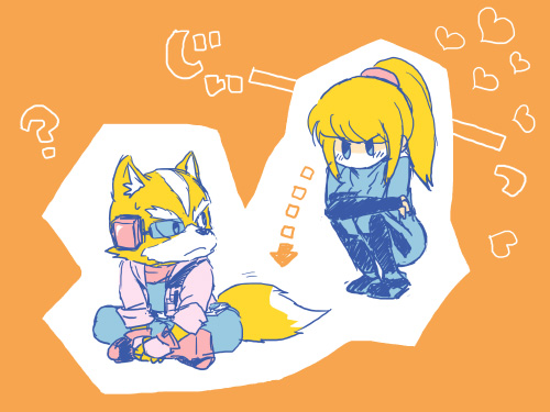 samus aran and fox mccloud (super smash bros. and 2 more) drawn by jin_(jin3jin3)