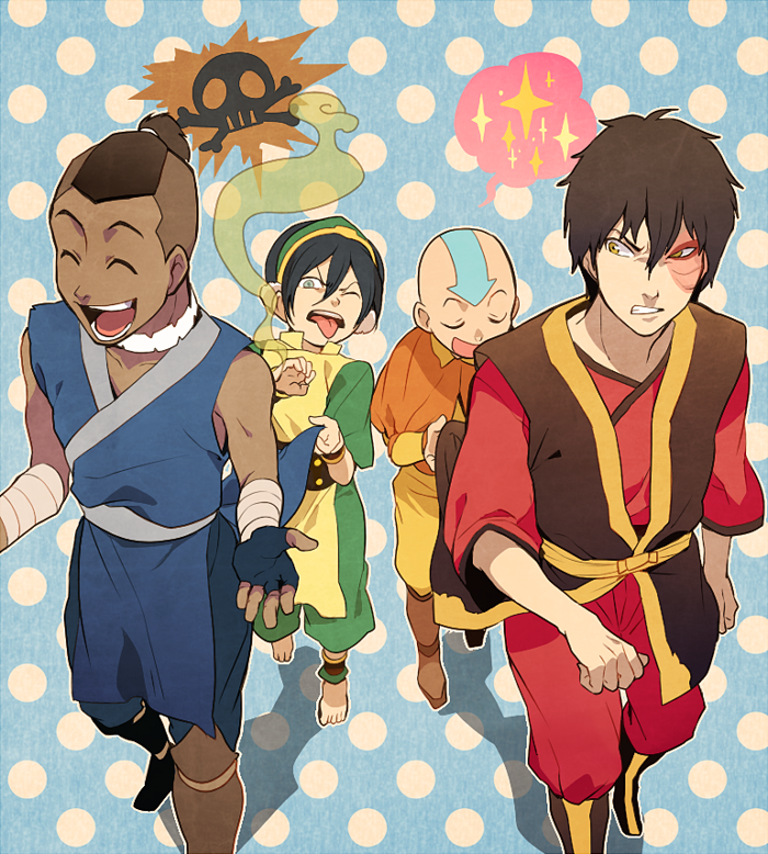 toph beifong, aang, zuko, and sokka (avatar legends and 1 more) drawn by t_k_g