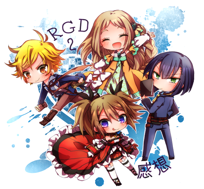 rapunzel, oliver oribe, nina ninagi, and charles chatani (rose guns days) drawn by azuki_(lizzy)