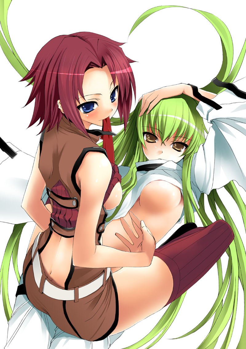 c.c. and kouzuki kallen (code geass) drawn by tatami_to_hinoki