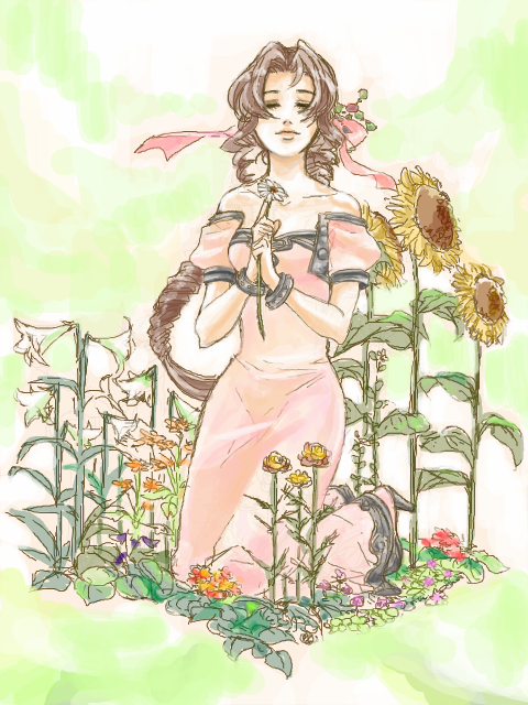 aerith gainsborough (final fantasy and 3 more) drawn by gotoh_kanade