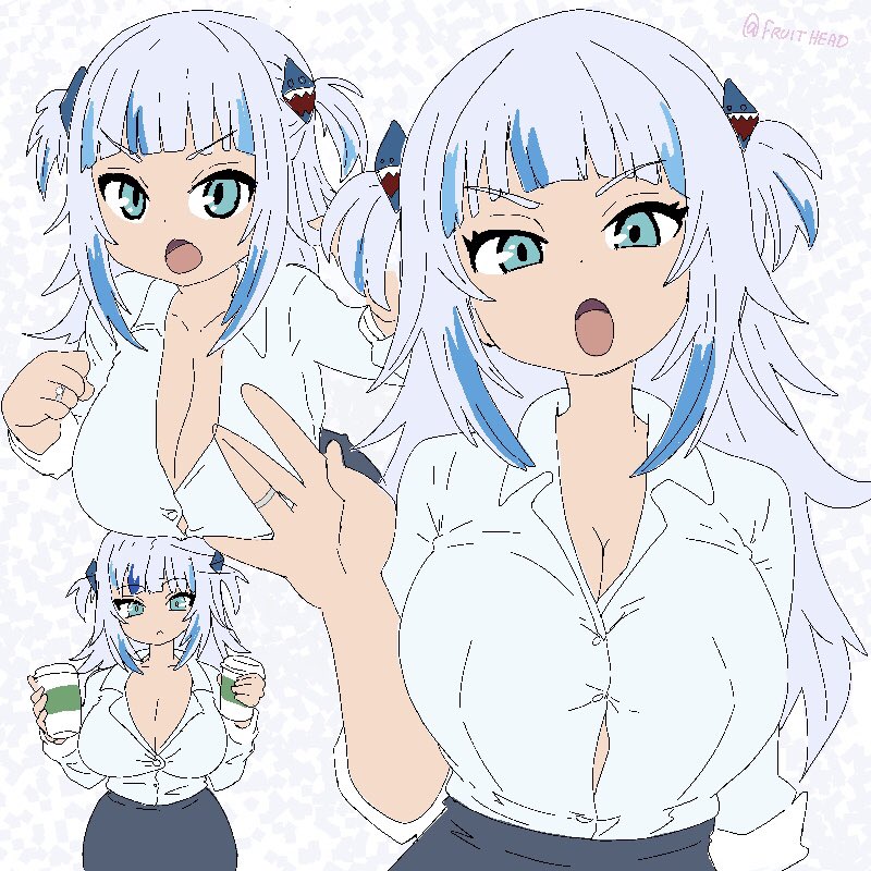gawr gura (hololive and 1 more) drawn by fruithead