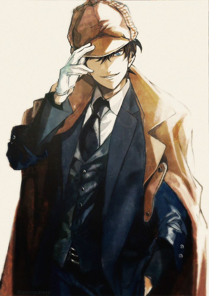 kudou shin'ichi and sherlock holmes (meitantei conan and 1 more) drawn by aonosubete