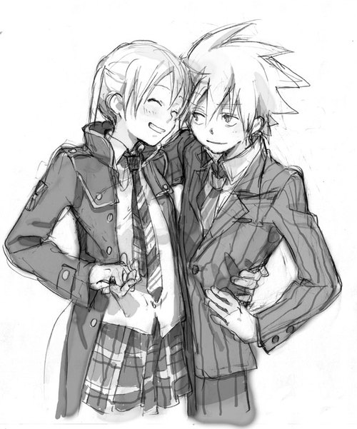 maka albarn and soul evans (soul eater) drawn by kiikanna