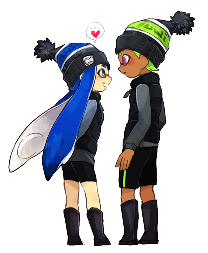 inkling player character, inkling girl, and inkling boy (splatoon and 1 more) drawn by tomkrs