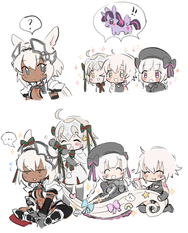 jack the ripper, jeanne d'arc alter santa lily, caenis, nursery rhyme, and twilight sparkle (fate and 4 more) drawn by roby_(lilirenzu)