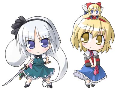 konpaku youmu, alice margatroid, and shanghai doll (touhou) drawn by akaneya