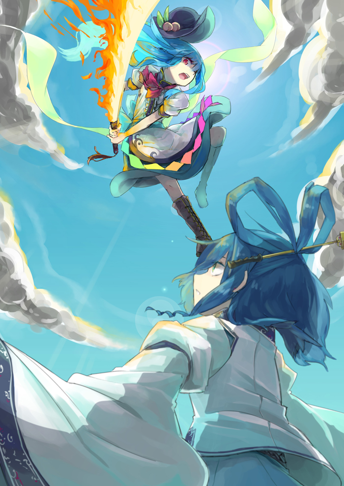hinanawi tenshi and kaku seiga (touhou) drawn by kusugi_tai
