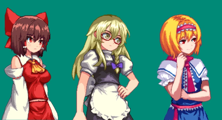 hakurei reimu, kirisame marisa, alice margatroid, uzuki, reu, and 1 more (touhou and 1 more) drawn by ensei_(hrjpn8440fqg3cq)