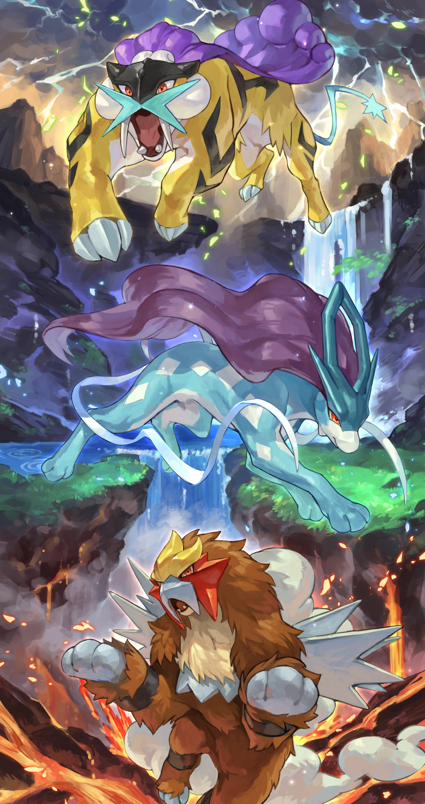 Raikou, Entei and Suicune by Sliv - Fanart Central