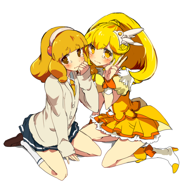 kise yayoi and cure peace (precure and 1 more) drawn by anno_aano