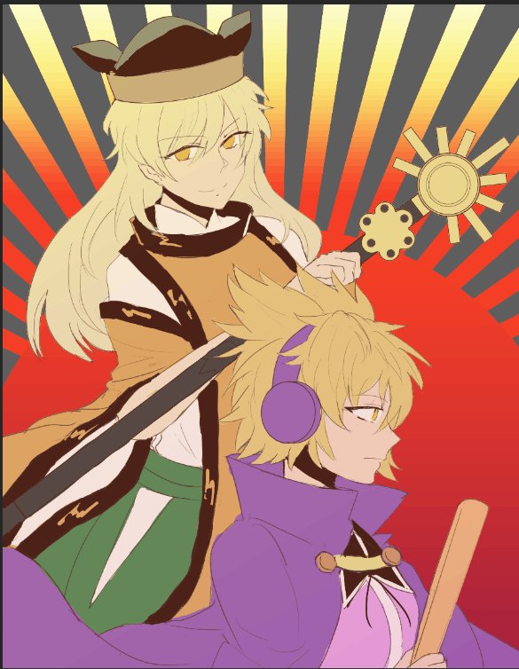 toyosatomimi no miko and matara okina (touhou) drawn by arong