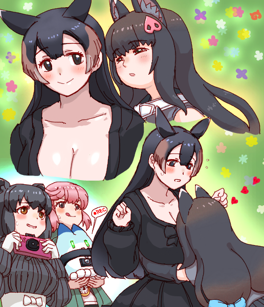 lucky beast, nana, malayan tapir, mountain tapir, and collared peccary (kemono friends) drawn by kusamogura
