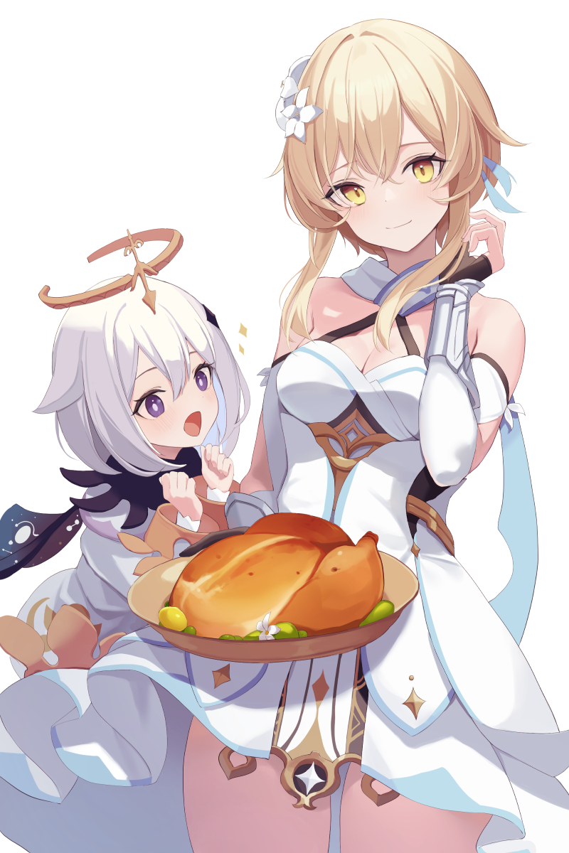 lumine and paimon (genshin impact) drawn by mizu_(lzzrwi603)