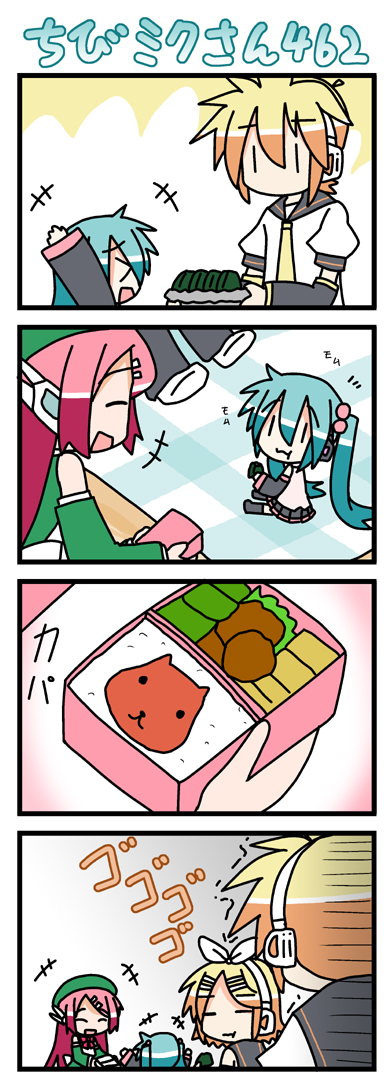 hatsune miku, kagamine rin, kagamine len, chibi miku, momone momo, and 2 more (vocaloid and 1 more) drawn by minami_(colorful_palette)