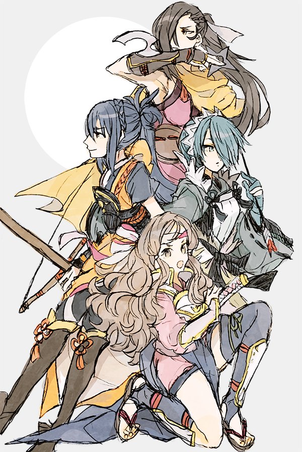 kagero, hana, oboro, and setsuna (fire emblem and 1 more) drawn by shourou_kanna