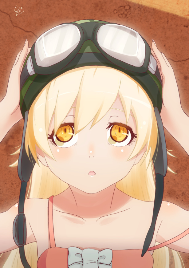 oshino shinobu (monogatari and 2 more) drawn by huumoon