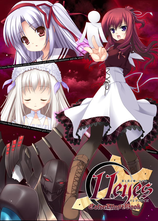 kusakabe misuzu, momono shiori, and lisette vertorre (11eyes) drawn by hatori_piyoko