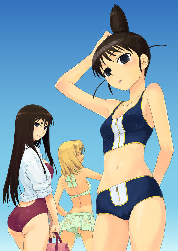 ogiue chika, ohno kanako, and kasukabe saki (genshiken) drawn by kantamaki_yui