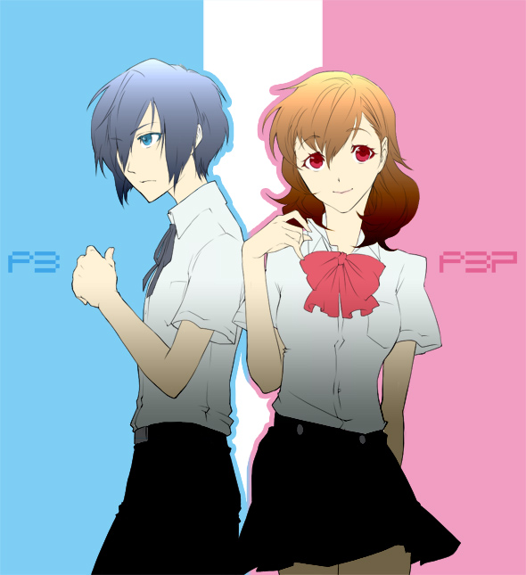 yuuki makoto and shiomi kotone (persona and 2 more) drawn by yamada_maya_(yamada83)