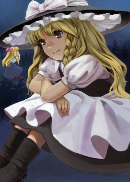kirisame marisa and shanghai doll (touhou) drawn by 3105