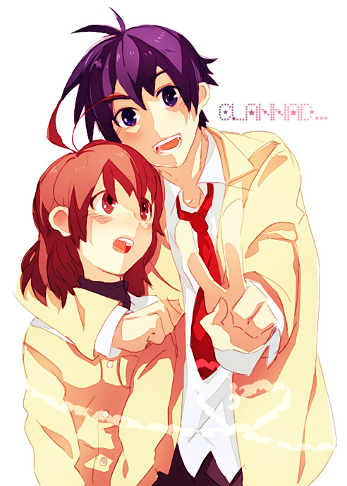 furukawa nagisa and okazaki tomoya (clannad) drawn by chiko_(beroro)
