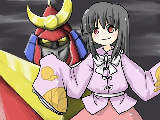 houraisan kaguya and zambot 3 (touhou and 1 more) drawn by unadare