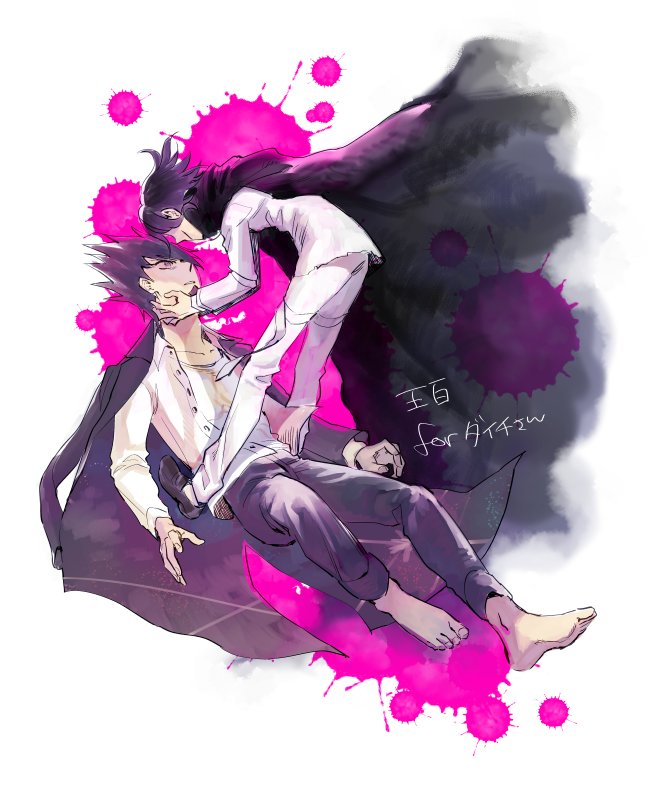 oma kokichi and momota kaito (danganronpa and 1 more) drawn by hamadaichi