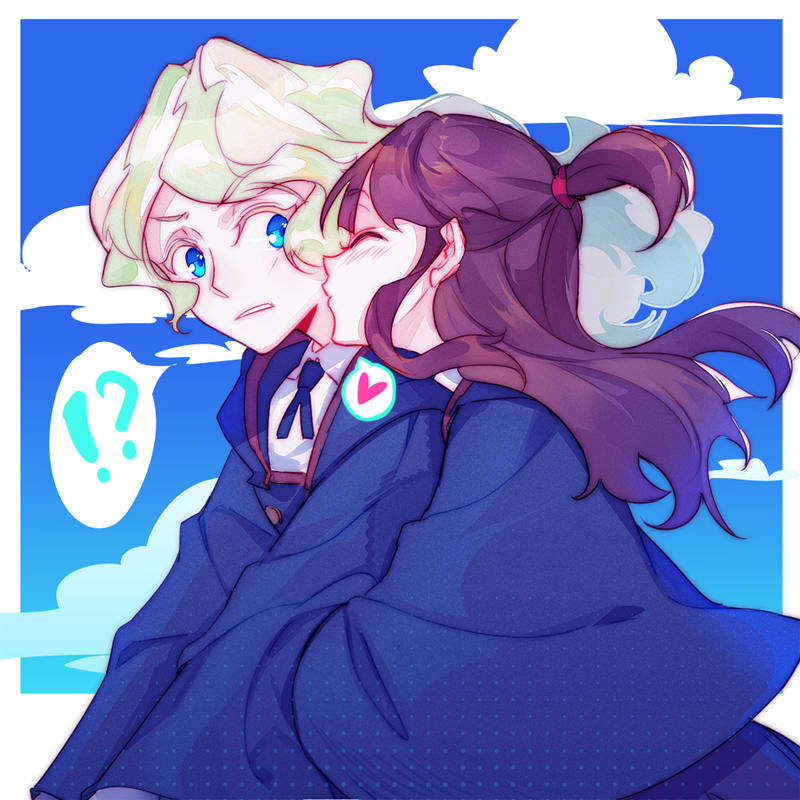kagari atsuko and diana cavendish (little witch academia) drawn by milk_puppy