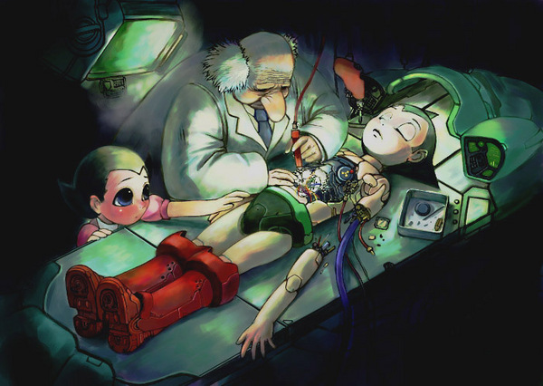 atom, uran, and professor ochanomizu (tetsuwan atom) drawn by kokuriu