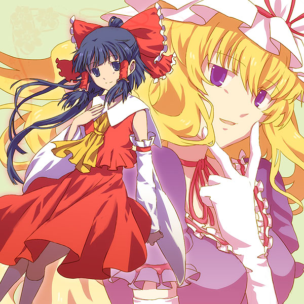 hakurei reimu and yakumo yukari (touhou) drawn by mimana