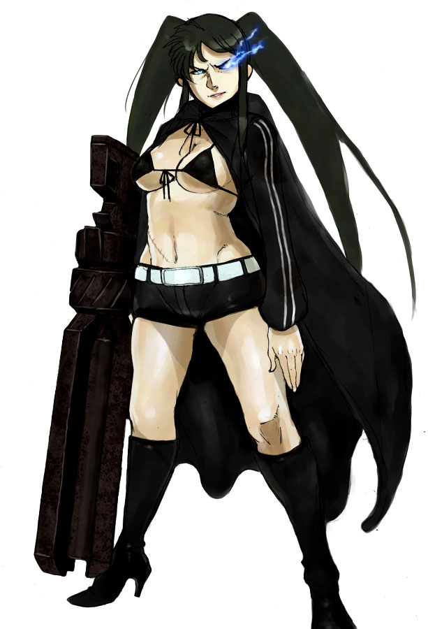 black rock shooter and cima garahau (gundam and 2 more) drawn by mokuzou