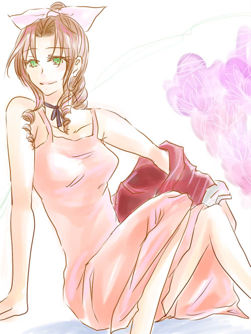 aerith gainsborough (final fantasy and 1 more) drawn by memame