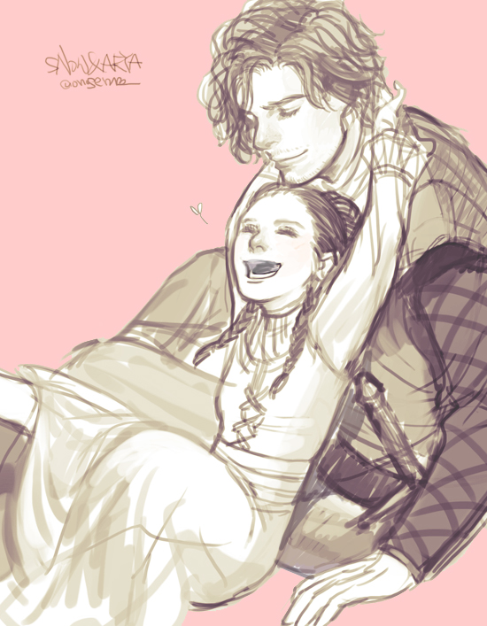 jon snow and arya stark (a song of ice and fire) drawn by j_(onose1213)