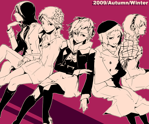 aigis, shiomi kotone, takeba yukari, kirijou mitsuru, and yamagishi fuuka (persona and 2 more) drawn by harukawa_sango