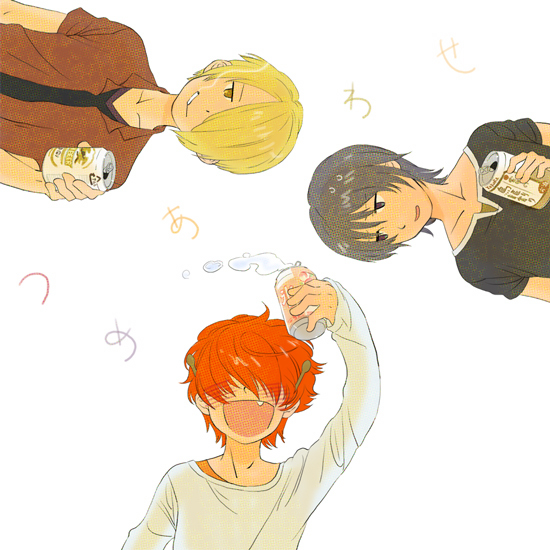 satou jun, adachi masahiro, and yoshida (working!!) drawn by mukamo_(inujita)