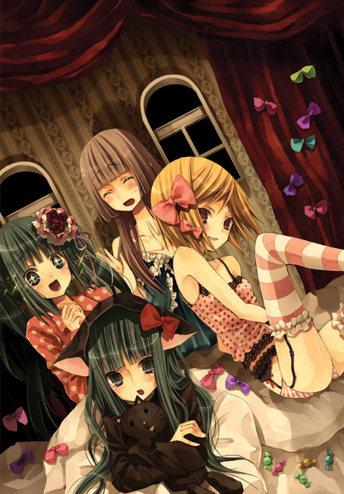 frederica bernkastel, furudo erika, lambdadelta, and virgilia (umineko no naku koro ni) drawn by ringo_komachi