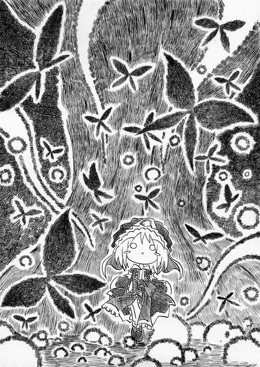 saigyouji yuyuko and saigyou ayakashi (touhou) drawn by soyanrai
