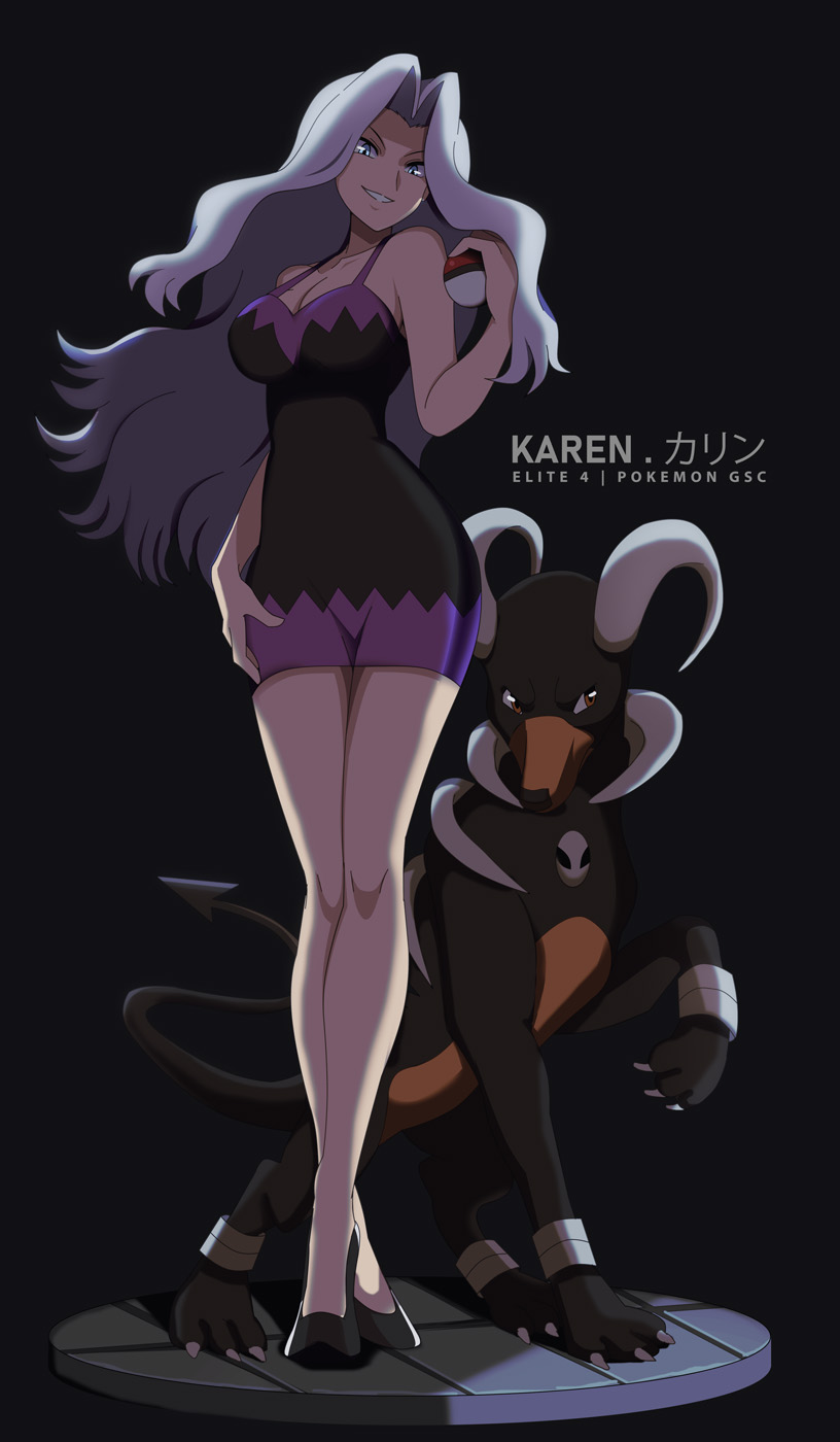 houndoom and karen (pokemon and 1 more) drawn by vivivoovoo
